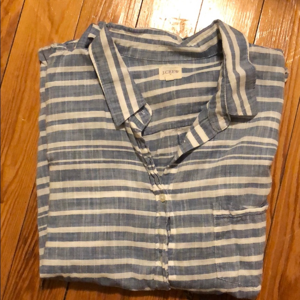 JCREW striped blue the perfect shirt